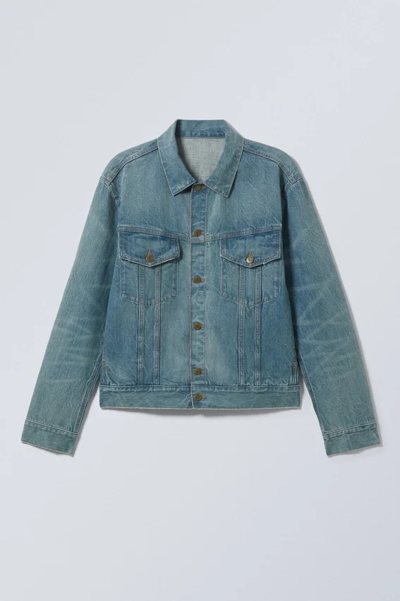 Regular Fit Denim Trucker Jacket – Dusty Cyan Regular Fit Denim Trucker Jacket – Dusty Cyan