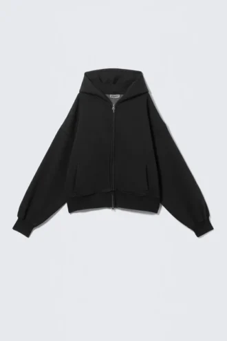 Regular Fit Heavyweight Zip Hoodie – Black