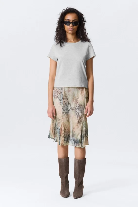 Regular Fit Mini T-Shirt – Grey Melange Regular Fit Mini T-Shirt – Grey Melange