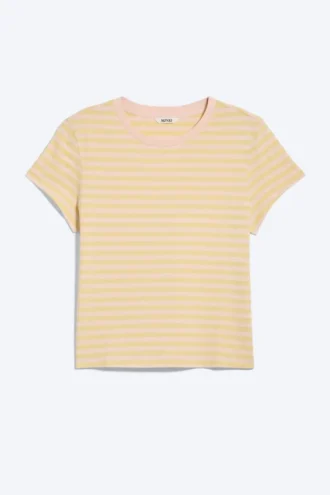 Regular Fit Mini T-Shirt – Striped Lime Yellow/Peach Pink