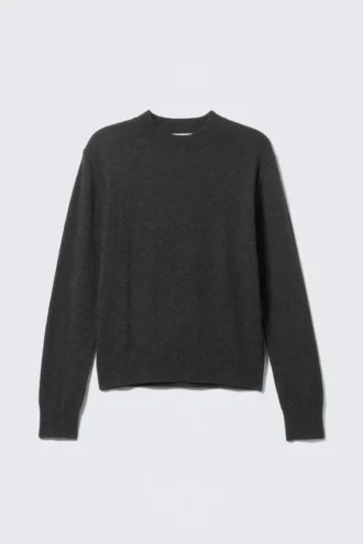 Regular Fit Wool-Blend Crew-Neck Sweater – Black