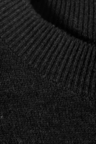 Regular Fit Wool-Blend Crew-Neck Sweater – Black