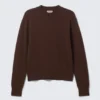 Regular Fit Wool-Blend Crew-Neck Sweater – Dark Brown