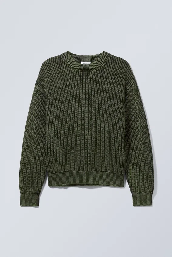 Regular Heavy Knit Sweater – Medium Green Regular Heavy Knit Sweater – Medium Green