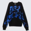 Regular Jacquard Knitted Graphic Sweater – Black – Blue Spray Paint