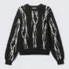 Regular Jacquard Knitted Graphic Sweater – Black – Iced Veins Regular Jacquard Knitted Graphic Sweater – Black – Iced Veins