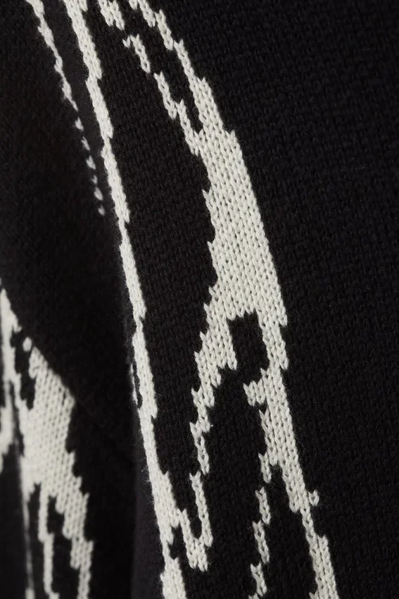 Regular Jacquard Knitted Graphic Sweater – Black – Iced Veins Regular Jacquard Knitted Graphic Sweater – Black – Iced Veins