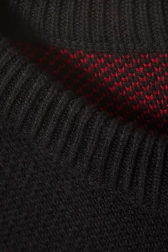 Regular Jacquard Knitted Graphic Sweater – Black – Star Team