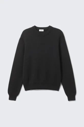 Regular Knitted Cotton Sweater – Black