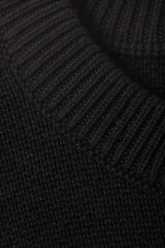 Regular Knitted Cotton Sweater – Black
