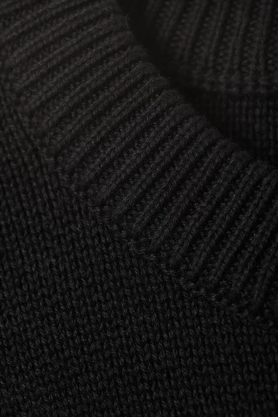 Regular Knitted Cotton Sweater – Black Regular Knitted Cotton Sweater – Black
