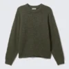 Regular Knitted Wool-Blend Sweater – Dark Green Regular Knitted Wool-Blend Sweater – Dark Green