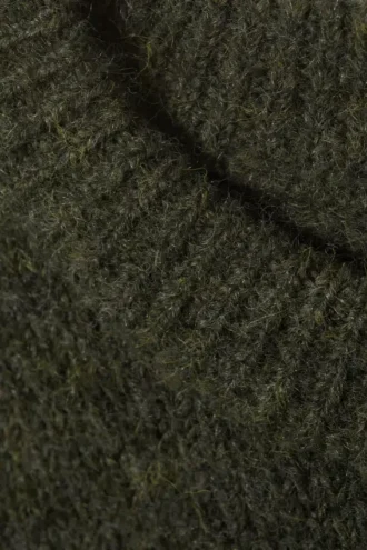 Regular Knitted Wool-Blend Sweater – Dark Green