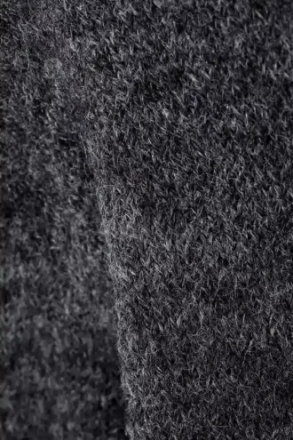 Regular Knitted Wool-Blend Sweater – Dark Grey