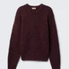 Regular Knitted Wool-Blend Sweater – Dark Red Melange Regular Knitted Wool-Blend Sweater – Dark Red Melange