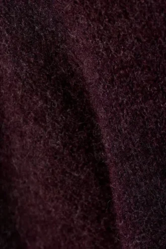 Regular Knitted Wool-Blend Sweater – Dark Red Melange