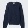 Regular Knitted Wool-Blend Sweater – Navy Blue Melange Regular Knitted Wool-Blend Sweater – Navy Blue Melange