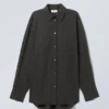 Regular Poplin Shirt – Dark Black Regular Poplin Shirt – Dark Black