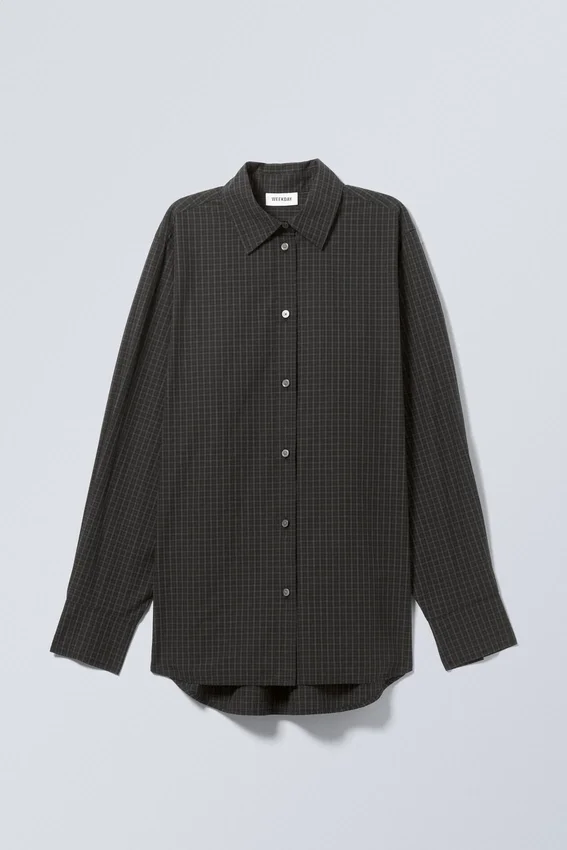 Regular Poplin Shirt – Dark Black Regular Poplin Shirt – Dark Black