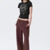 Relaxed Barrel Leg Scuba Sweatpants – Burgundy Relaxed Barrel Leg Scuba Sweatpants – Burgundy