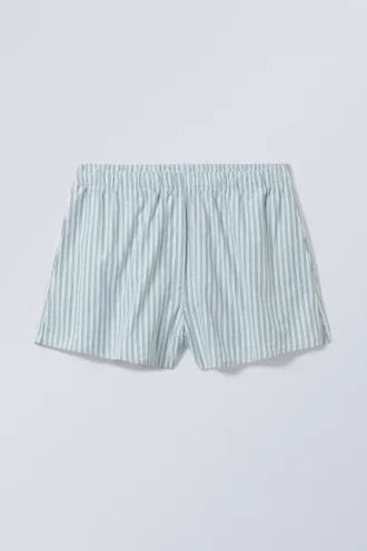 Relaxed Boxer Cotton Shorts – Blue Stripe