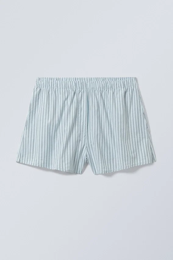 Relaxed Boxer Cotton Shorts – Blue Stripe Relaxed Boxer Cotton Shorts – Blue Stripe