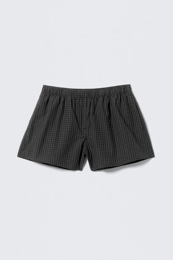 Relaxed Boxer Cotton Shorts – Checked Black Relaxed Boxer Cotton Shorts – Checked Black