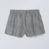 Relaxed Boxer Cotton Shorts – Dark Grey Stripe Relaxed Boxer Cotton Shorts – Dark Grey Stripe