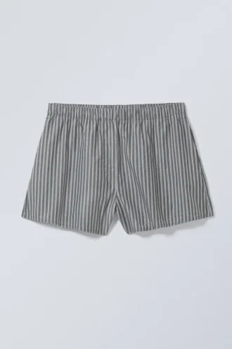 Relaxed Boxer Cotton Shorts – Dark Grey Stripe Relaxed Boxer Cotton Shorts – Dark Grey Stripe