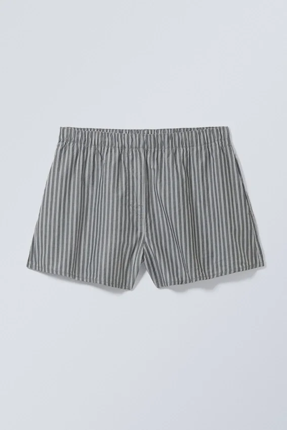 Relaxed Boxer Cotton Shorts – Dark Grey Stripe Relaxed Boxer Cotton Shorts – Dark Grey Stripe
