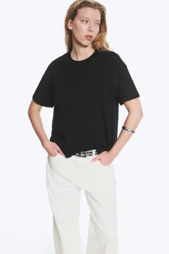 Relaxed Boxy Cotton T-Shirt – Black