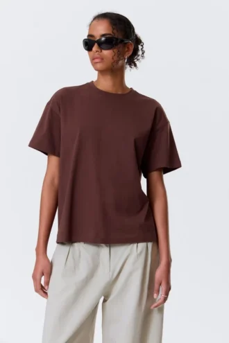 Relaxed Boxy Cotton T-Shirt – Burgundy