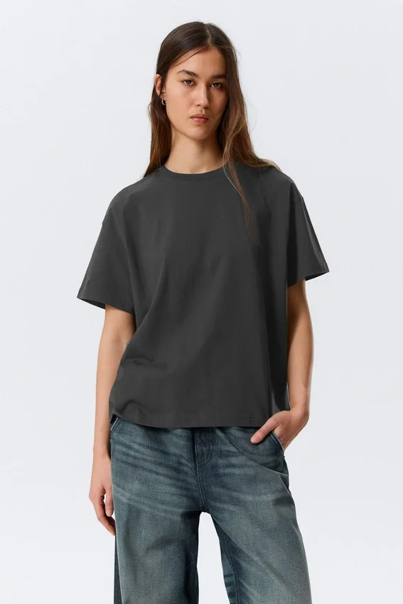 Relaxed Boxy Cotton T-Shirt – Dark Grey Relaxed Boxy Cotton T-Shirt – Dark Grey