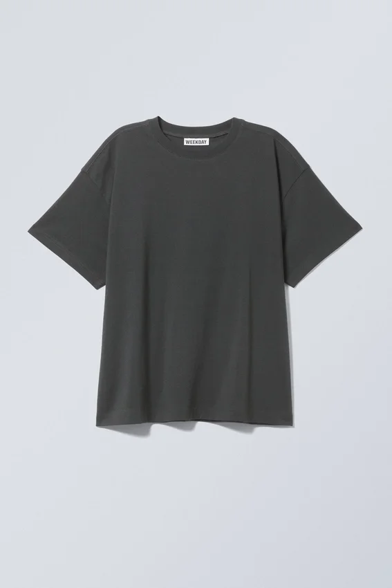 Relaxed Boxy Cotton T-Shirt – Dark Grey Relaxed Boxy Cotton T-Shirt – Dark Grey