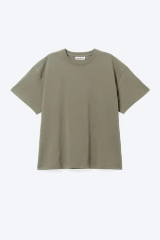 Relaxed Boxy Cotton T-Shirt – Dusty Khaki Green