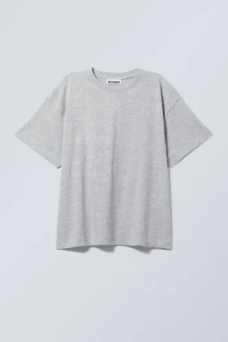 Relaxed Boxy Cotton T-Shirt – Grey Melange