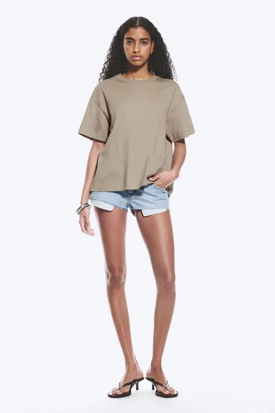 Relaxed Boxy Cotton T-Shirt – Light Mole Relaxed Boxy Cotton T-Shirt – Light Mole