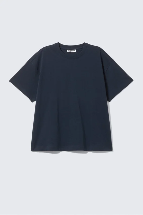 Relaxed Boxy Cotton T-Shirt – Navy Blue Relaxed Boxy Cotton T-Shirt – Navy Blue