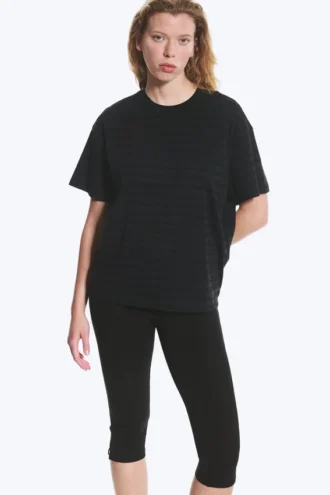 Relaxed Boxy Cotton T-Shirt – Striped Dark Blue