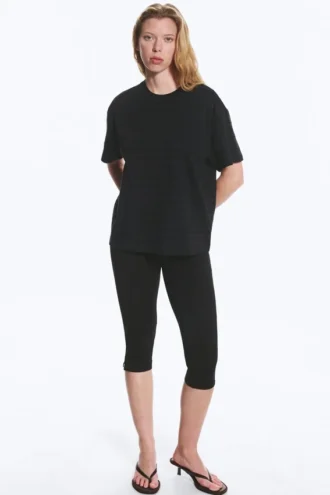 Relaxed Boxy Cotton T-Shirt – Striped Dark Blue