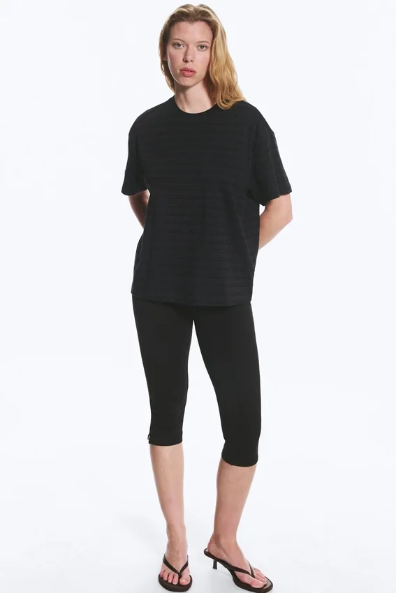 Relaxed Boxy Cotton T-Shirt – Striped Dark Blue Relaxed Boxy Cotton T-Shirt – Striped Dark Blue