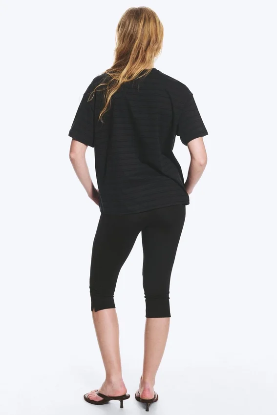 Relaxed Boxy Cotton T-Shirt – Striped Dark Blue Relaxed Boxy Cotton T-Shirt – Striped Dark Blue