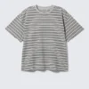Relaxed Boxy Cotton T-Shirt – Striped Grey Relaxed Boxy Cotton T-Shirt – Striped Grey