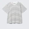 Relaxed Boxy Cotton T-Shirt – Striped White Relaxed Boxy Cotton T-Shirt – Striped White