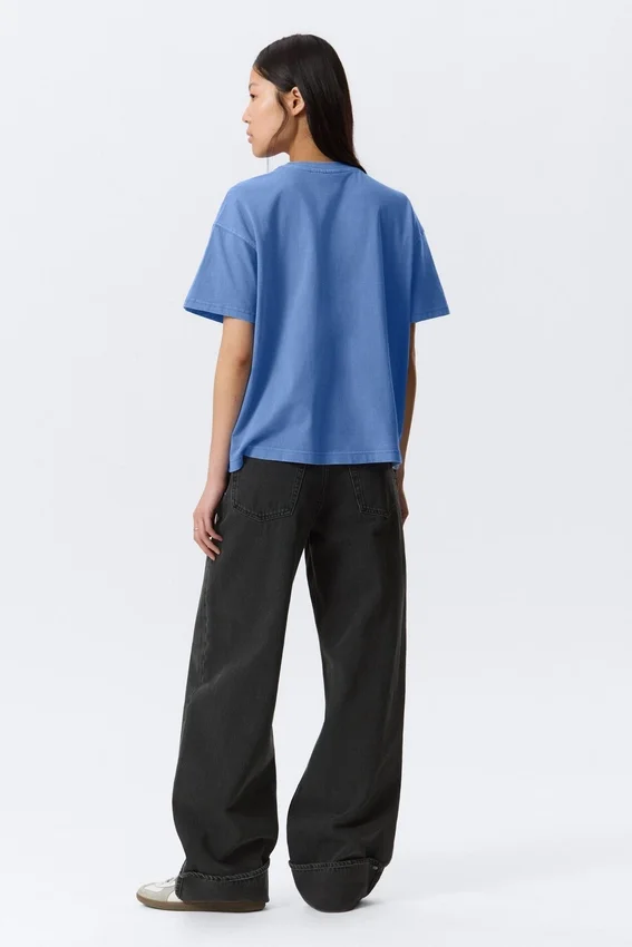 Relaxed Boxy Cotton T-Shirt – Washed Blue Relaxed Boxy Cotton T-Shirt – Washed Blue