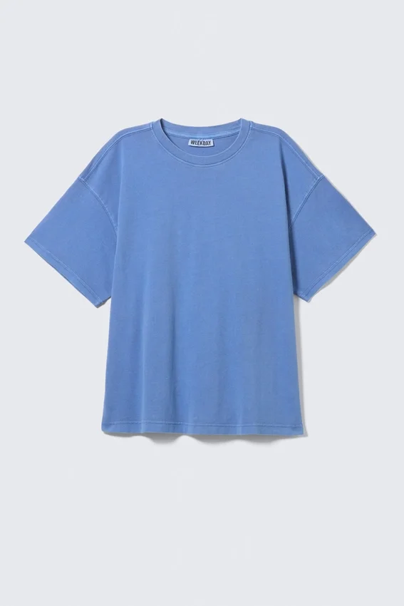 Relaxed Boxy Cotton T-Shirt – Washed Blue Relaxed Boxy Cotton T-Shirt – Washed Blue