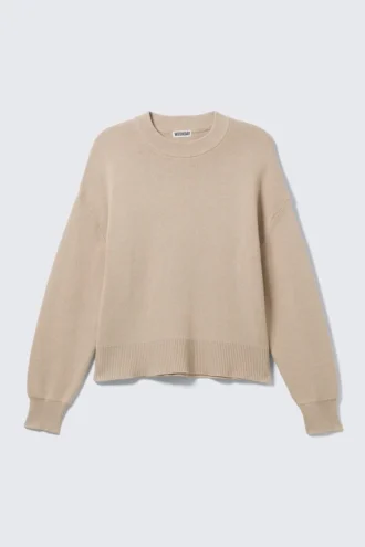 Relaxed Boxy Knitted Sweater – Beige