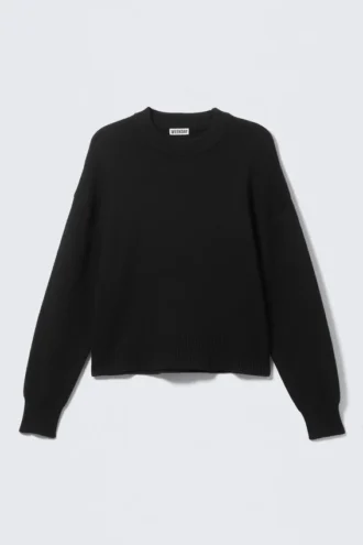 Relaxed Boxy Knitted Sweater – Black