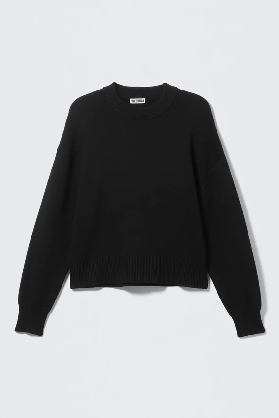 Relaxed Boxy Knitted Sweater – Black Relaxed Boxy Knitted Sweater – Black