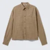 Relaxed Boxy Poplin Shirt – Beige Check Relaxed Boxy Poplin Shirt – Beige Check